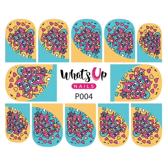 Whats Up Nails P004 Hoot Do You Love, Blue Water Decal Sliders for Nail Art Design
