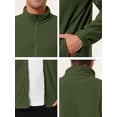 thumbnail image 5 of Chaqueta de forro polar con cremallera completa para hombre, manga larga, cuello alto suave, abrigo de invierno para exteriores con bolsillos Verde L, 5 of 5