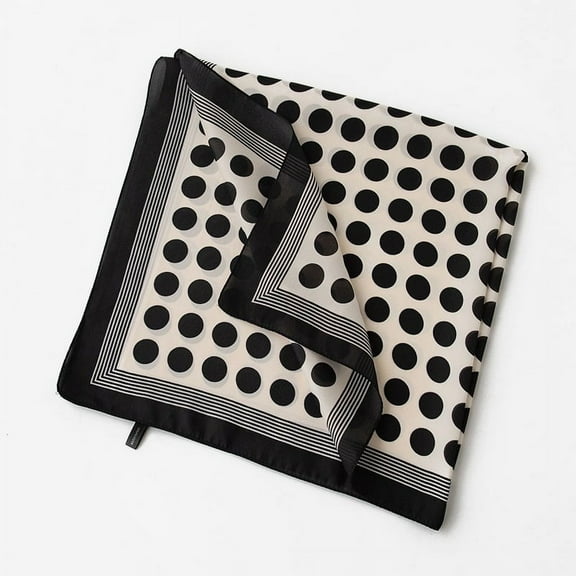 Zhuge Fashion Small Neck Scarf Silk Feeling Head Scarves Satin Square Bandanas Mother Day Gift for Women 27.5*27.5inch （White Black）