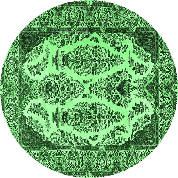 Ahgly Company Indoor Round Persian Emerald Green Traditional Area Rugs, 5' Round