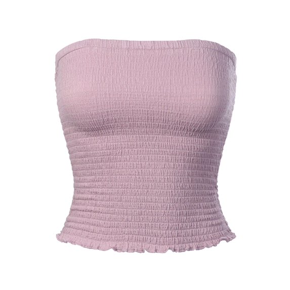 Made by Olivia Women's Sexy Strapless Smocked Summer Tube Top Mauve L