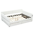 thumbnail image 6 of Euroco Upholstery Queen Size Platform Bed, Sofa Bed with USB Charging Station and 2 Drawers, White, 6 of 17