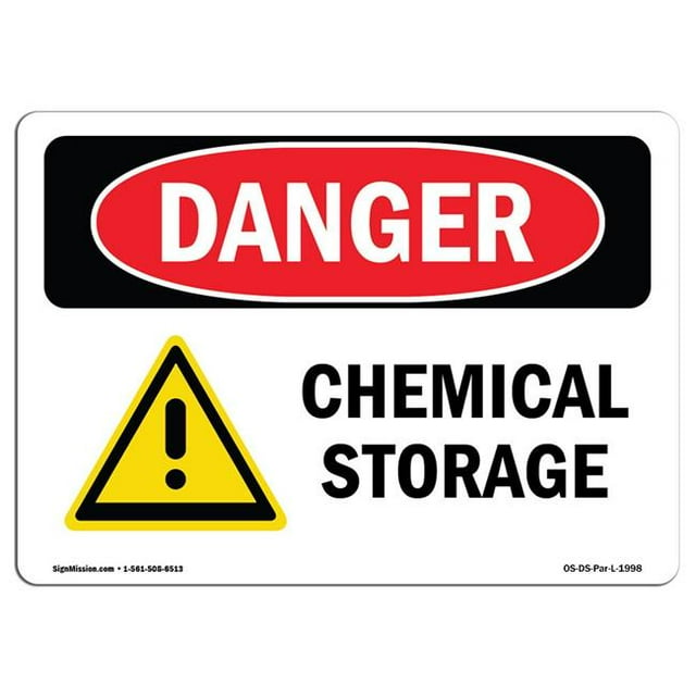 SignMission OS-DS-A-1218-L-1998 12 x 18 in. OSHA Danger Sign - Chemical Storage