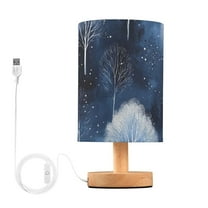 Winter Trees Table Lamp for Desk Nightstand Lamp with USB Modern Gifts for Bedroom Living Room Kids Room