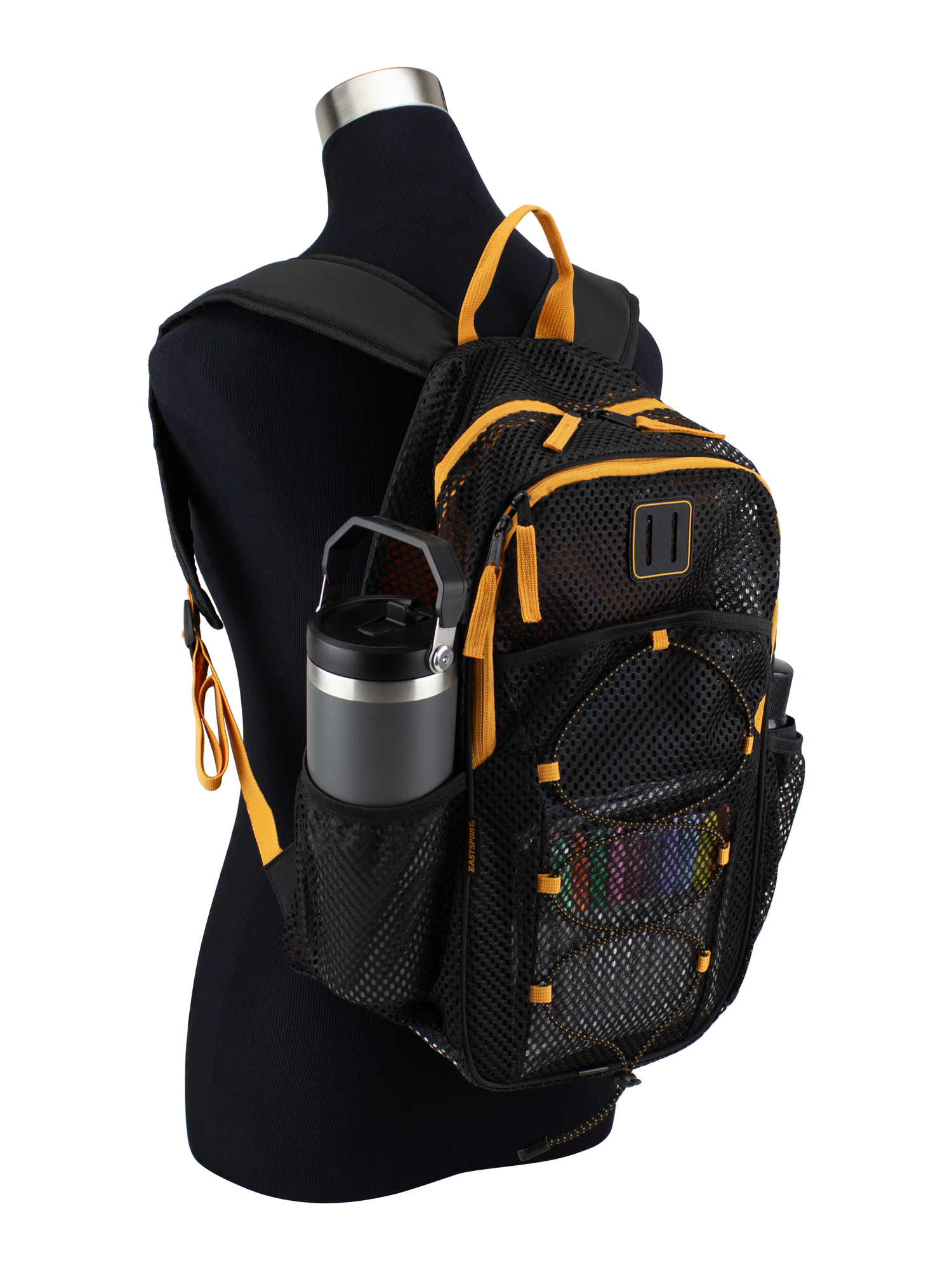 Eastsport Unisex Magna Pro Mesh 17" Backpack, Black/Sundial