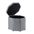 thumbnail image 4 of Brodric Light Grey Linen Storage Ottoman - Upholstered, Tufted, Octagon, 4 of 9