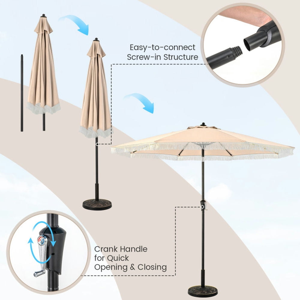 Spaco 9 FT Patio Umbrella with Sun-Protective Canopy for Patio Garden Pool-Beige, Outdoor Table Umbrella, Yard Umbrella, Market Umbrella