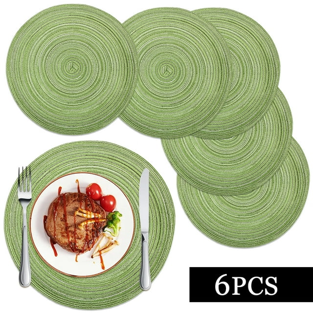 Placemats Set of 6， Washable Round Place mats for Kitchen Table，15 inch