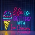 thumbnail image 2 of Handmadetneonsign Life Is Better With Ice Cream Neon Sign, Ice Cream Store Wall Art Decor, Ice Cream Wall Decor 37173, 2 of 5