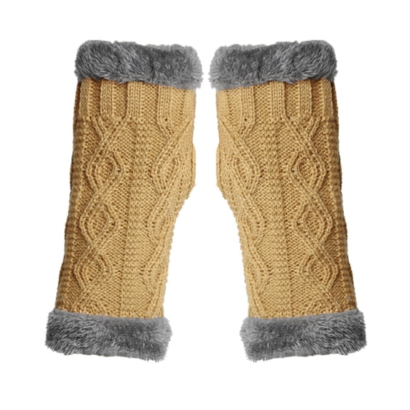 Honeeladyy Warm Gloves Women, Women Winter Wrist Arm Warmer Solid Knitted Short Fingerless Gloves Mitten