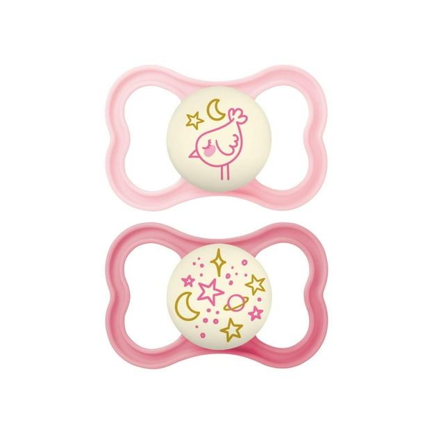 Chupetes MAM Supreme Night Rosa Brillan en la Oscuridad para Bebé de 6 Meses o Más 2 Unidades para N