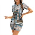 thumbnail image 1 of Robe Élégante Moderne Brum I Sweet pour Femmes, Robe Coréenne Kawaii à Col Carré, Architecture Birmingham Brum Graphics Paysage Urbain, 1 of 5