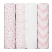 Muslin Swaddle Blankets Neutral Receiving Blanket for Boys and Girls by Comfy Cubs (Pink)