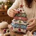 thumbnail image 3 of DIY Quilted Christmas Fabric Tree Kit, Vintage Plaid Fabric Sewing Craft Set, Handmade Desktop Christmas Tree Decor Kit for Holiday Party Decoration, 3 of 3
