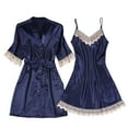 thumbnail image 2 of Teissuly Women's Satins Silk Lace Nightwear Dress Robe Two-Piece Pajamas Sets Homewear, 2 of 3