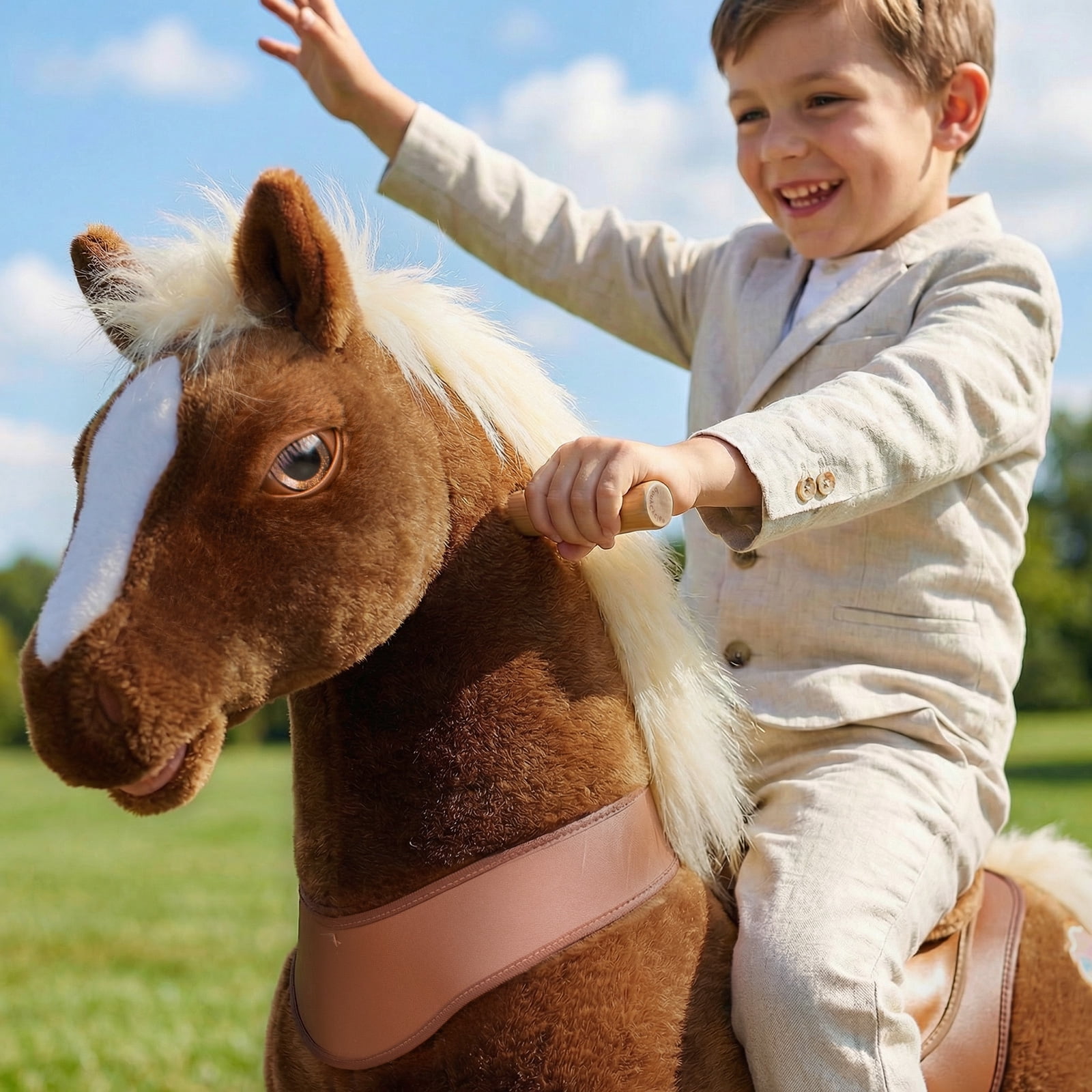 PonyCycle Interactive Horse Ride-On Toy, Touch Sound, Kid-Powered, Ages 3-4, Brown, Y374