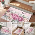 thumbnail image 5 of 2x3 Ft Entryway Area Rug, Watercolor Pink Floral Kitchen Rug Runner Washable Floor Mat, Spring Romantic Roses Butterfly Non Slip Indoor Door Mat Throw Carpet for Bathroom Living Room Bedroom, 5 of 8