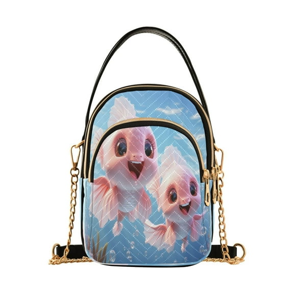 ALAZA Chain Crossbody Bags for Women Cute Fish in Ocean Shoulder Handbag Phone Purse