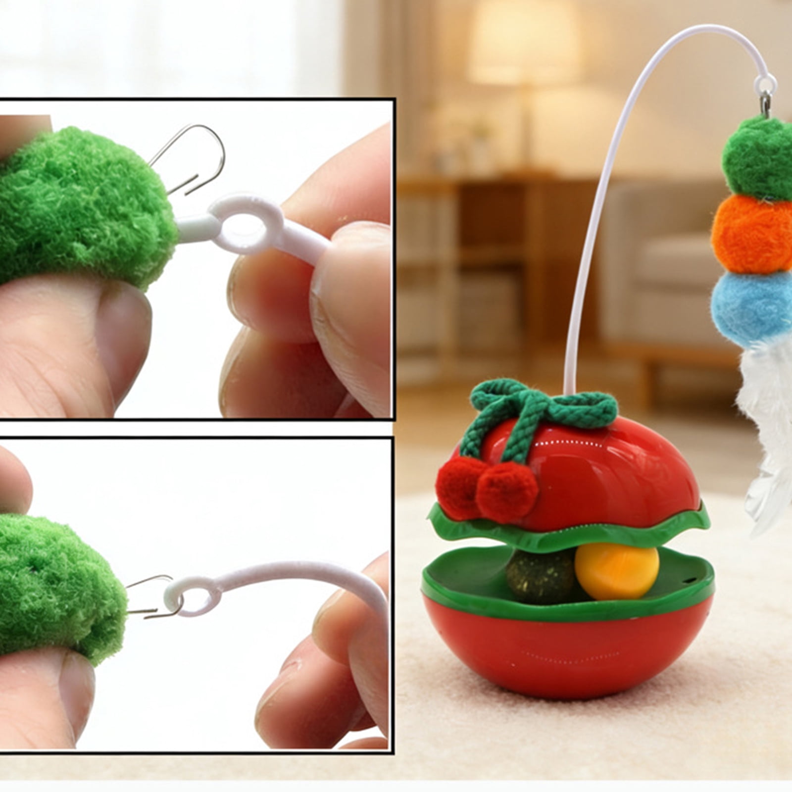 Cat Toy Interactive Ball, Catnip Filled Rolling Ball for Kitten with Bell, Self-Entertainment Kitten Teaser for Indoor Cats