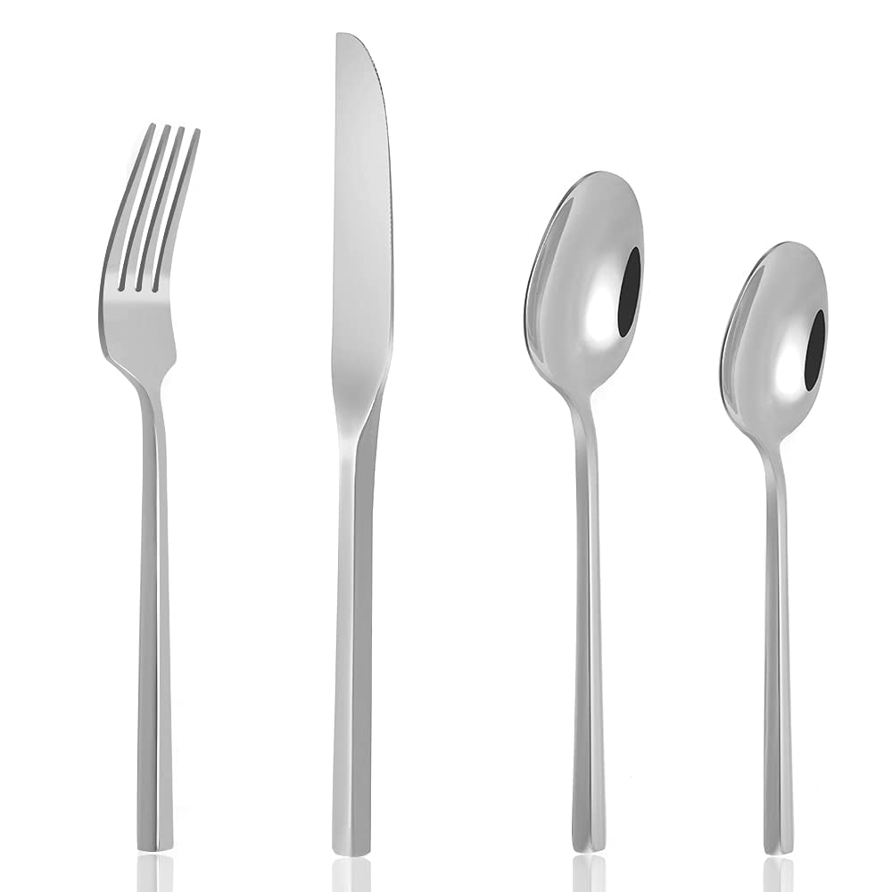 Gold Cutlery Set Hexagonal Handle Stainless Steel Flatware Set Service