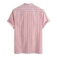 thumbnail image 5 of Bcfgryg Male Casual Stripe Shirt Short Sleeve Stand Collar Shirt Blouse Tops Men's Casual Shirts, 5 of 5
