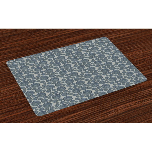 Grey Blue Placemats Set of 4 Traditional African Folklore Inspired