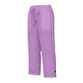 thumbnail image 4 of Nestiefly Cotton Capri Pants for Women Loose Fit Casual Straight Leg Drawstring Elastic Waist Cropped Pant Summer Linen Clothes 2026 Purple XL, 4 of 7