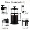 thumbnail image 6 of Kibhous French Press Coffee Machine Capacity 34Oz Coffee Machine, with 1 Filter, Heat-Resistant Borosilicate Glass, Black, 6 of 9
