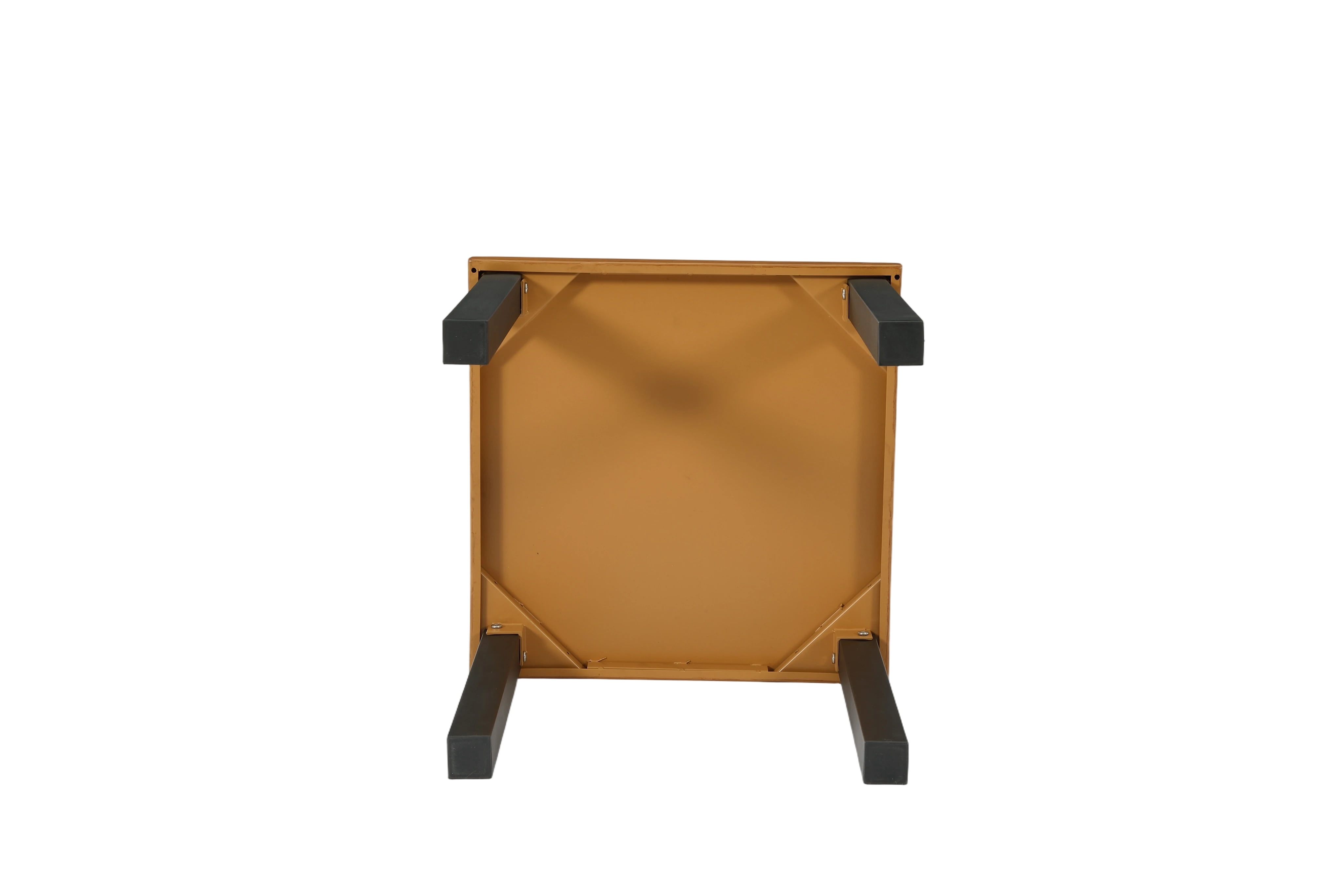 Fnova Outdoor Square Side Table, Patio Accent Table with Tempered Glass Top, Sturdy Metal Frame, Small End Table for Patio Balcony Garden Poolside
