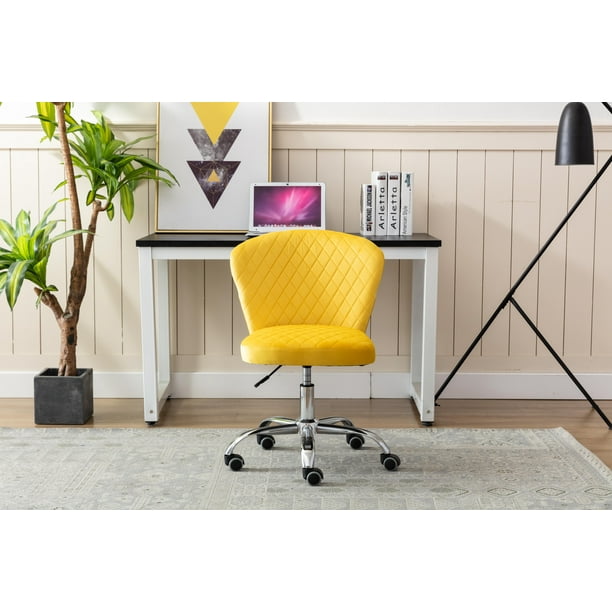 Velvet Ergonomic Swivel Chair, Adjustable Height Armless Home Office