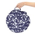 thumbnail image 2 of Abstract Round Floor Cushion with Handle, Pattern of Tie-Dye Shibori Sunburst Circles in Grunge Style Fashion Art, Decorative Pillow for Living Room & Dorms, 18" Round, Indigo and White, by Ambesonne, 2 of 4