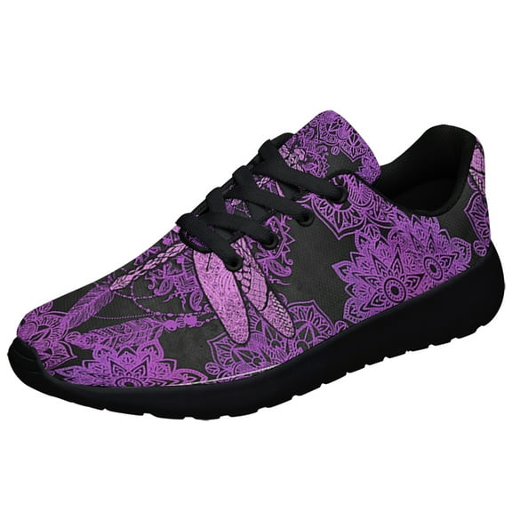 Dragonfly Purple Mandala Shoes Sneakers for Women Men Black Size 3.5