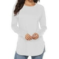 thumbnail image 5 of Long Sleeve Crewneck Solid Color Basic Tops for Women Tunic Shirts Comfy Split Casual Tees Wine,XL, 5 of 5