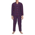 thumbnail image 3 of Balery Blackberries Pijama para Hombre de Dos Piezas con Manga Larga, Conjunto de Dormir y Descanso Suave con Bolsillos-Small, 3 of 7