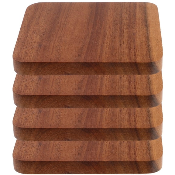 FOMIYES 4pcs Chocolate Square Wood Coasters Heat Resistant NonSlip Cup Mats for Home Use