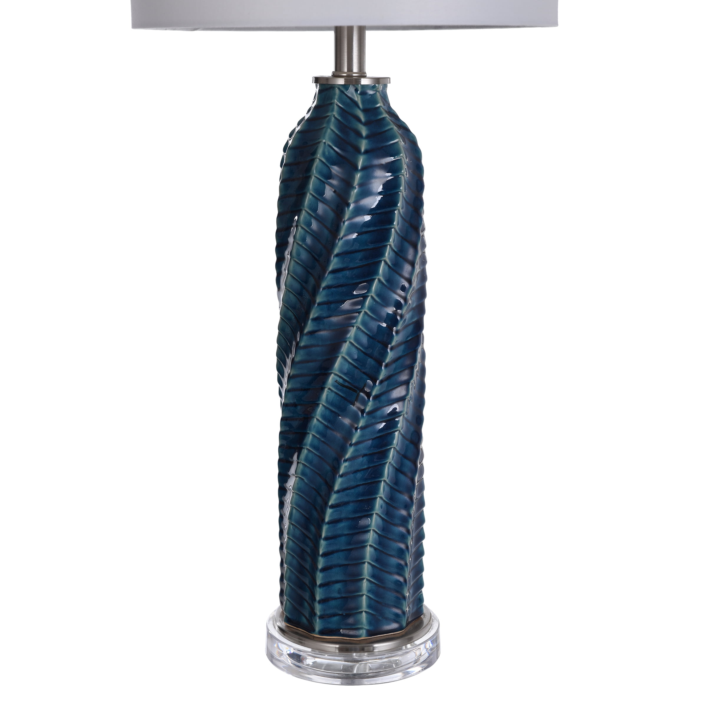 Bay St. Louis Ceramic Swirl Table Lamp - Turquoise Finish - White Fabric Shade
