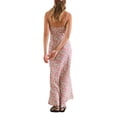 thumbnail image 4 of Coduop Women Floral Print Spaghetti Strap Backless Dress Long Bodycon Cocktail Dress, 4 of 7