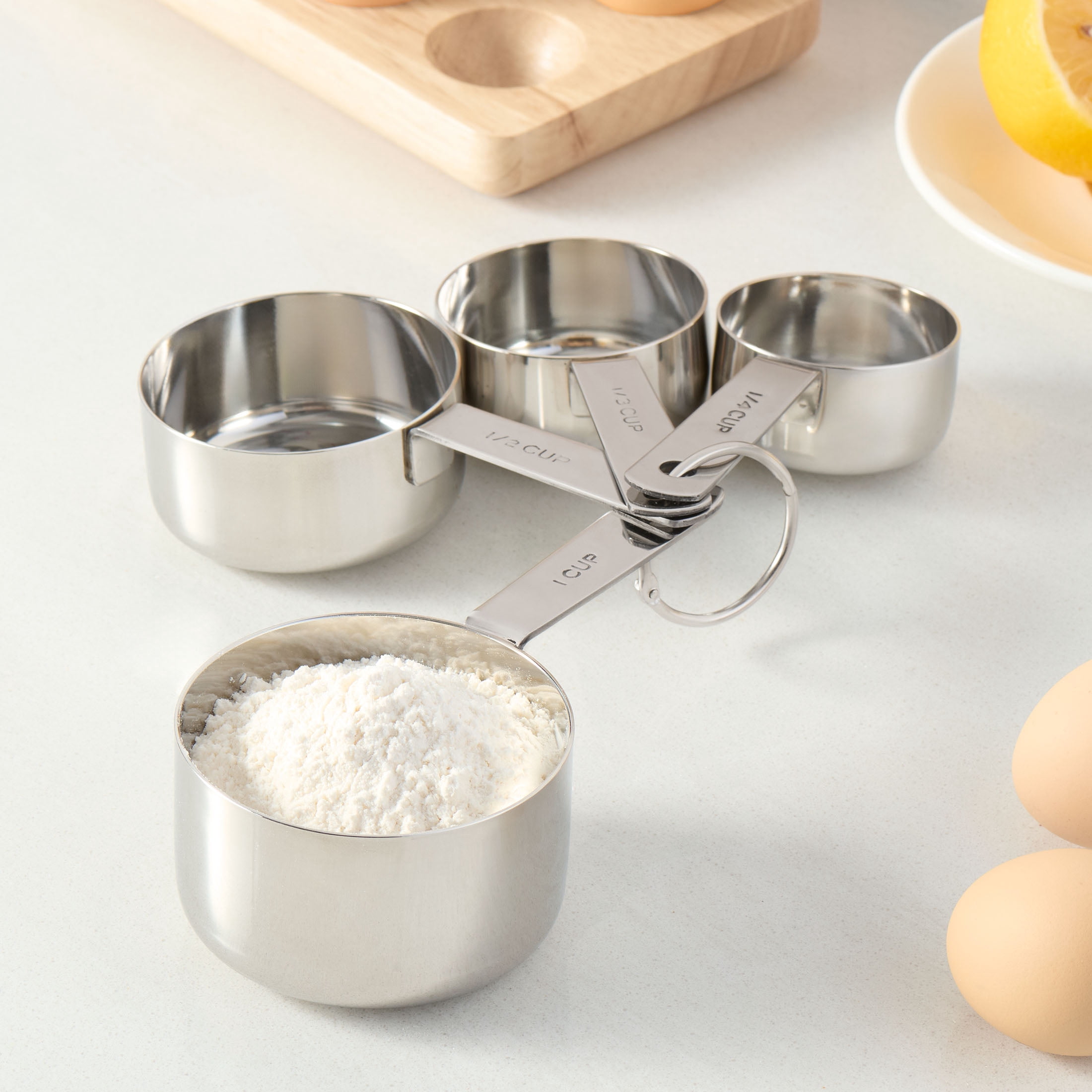 Mainstays Stainless Steel 4-Piece Nesting Measuring Cups