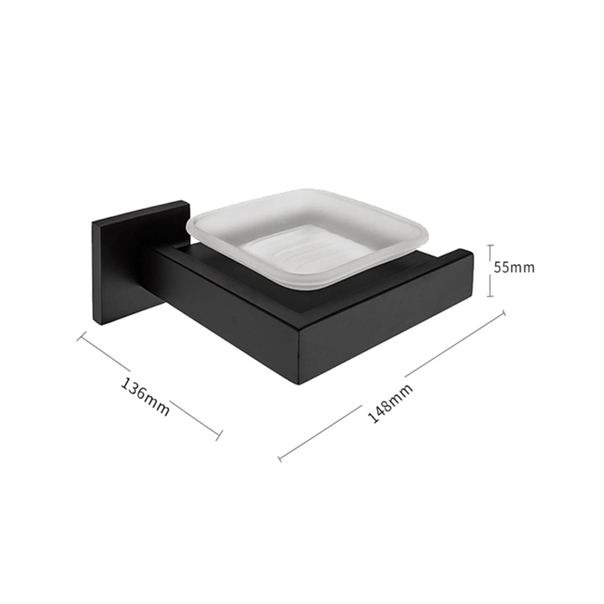 Private Jungle Soap Dish Rust-Proof 304 Stainless Steel Square Soap Holder with Removable Dish Silver Bathroom Accessories Soap Dispenser,Matte Black