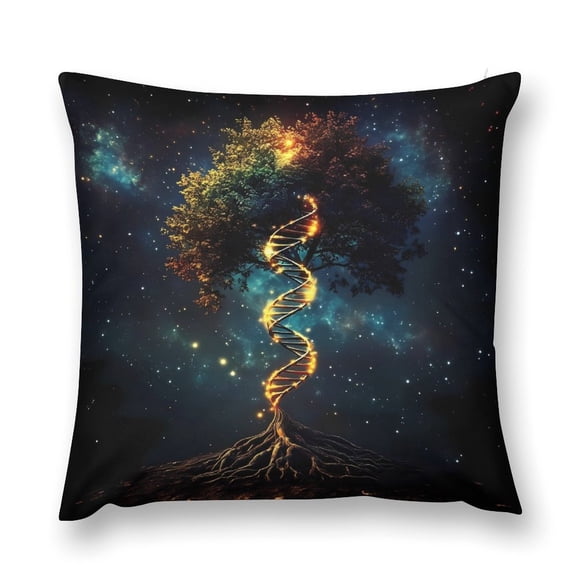 DNA Genetic Helix Tree of Life Throw Pillow Cases Plush Pillow Cover Decorative Pillowcases Zipper Closure Cushion Covers for Couch Living Room Bedroom 12 "x12 "