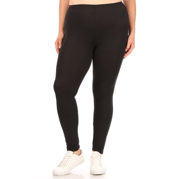 Women's Plus Size Elastic High Waist Solid Stretch Fitted Leggings