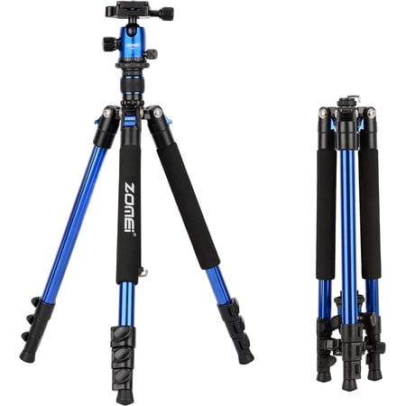 Zomei Q555 62.5 Camera Tripod Lightweight and Compact Aluminum Portable Travel Tripod with 360 Degree Ball Head for Nikon Canon All DSLR and Digital Camera