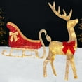 thumbnail image 3 of Best Choice Products 4ft Lighted 2D Christmas Reindeer & Sleigh Set Outdoor Decor w/ 140 Warm White LED Lights - Gold, 3 of 9