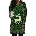 thumbnail image 2 of Christmas Outfit for Women Long Sleeve Loose Fit Tunic Tops with 2 Pockets Crewneck Xmas Printed T-shirts (3XL, Green), 2 of 4