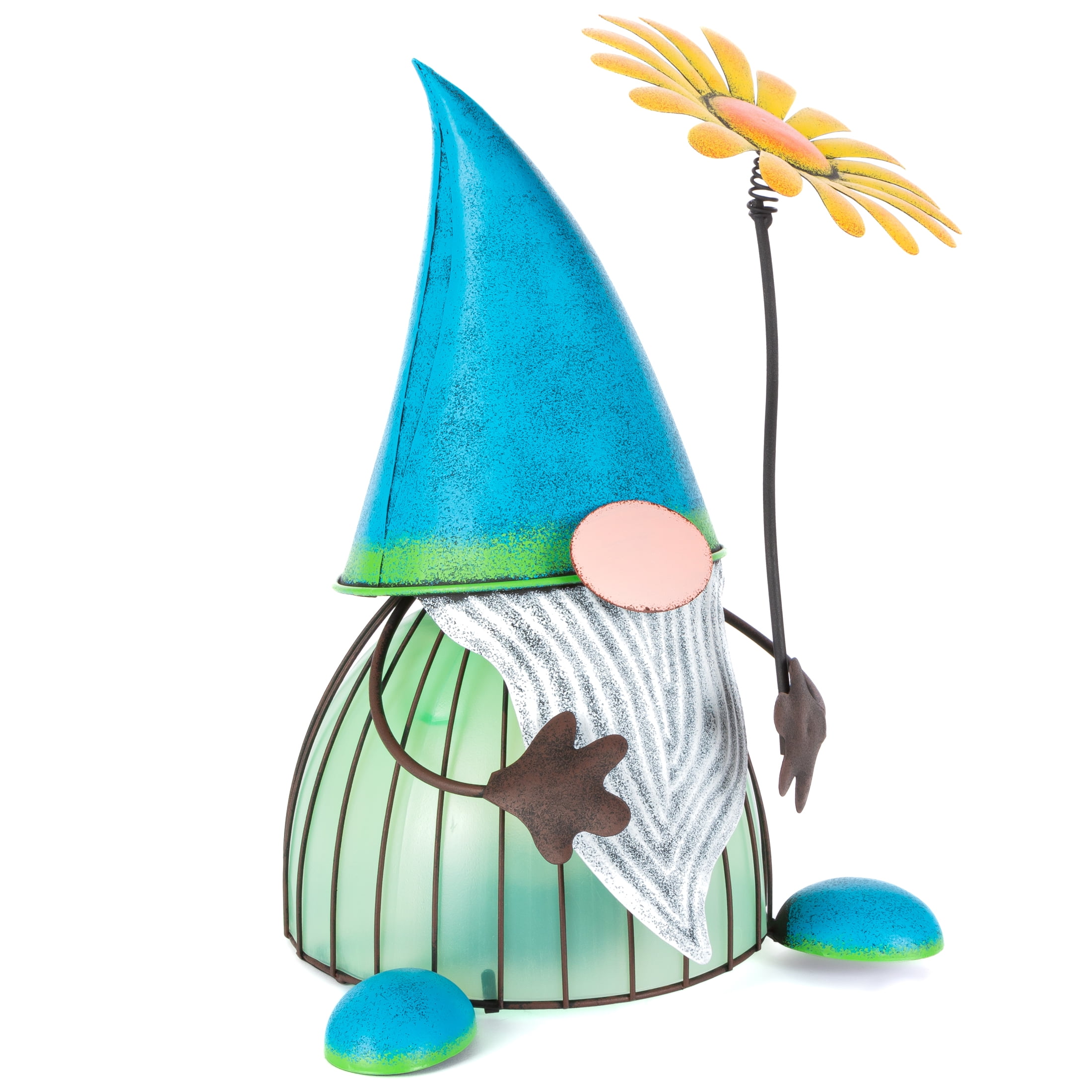 Mainstays 14"H Metal Rustic Brown Painted Solar Powered Light Up Gnome