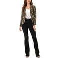 thumbnail image 2 of INSPIRE CHIC Women's Fitted Blazer Notch Lapel Printed Open Front Work Suit Jacket XS Brown-Leopard, 2 of 8