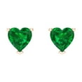 thumbnail image 3 of 1.0 Ct Heart Cut Studs Green Emerald 14K Rose Solid Solid Gold Everyday Dainty Earrings Screw Back, 3 of 7