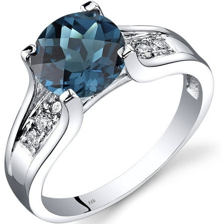 Oravo 2.25 Carat T.G.W. London Blue Topaz and Diamond Accent 14kt White Gold Ring