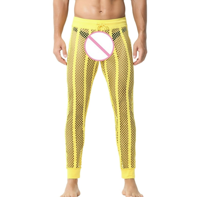 HBYJLZYG Fishnet Pants Men, Elastic Waist Mesh See Through