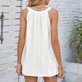 thumbnail image 4 of Camiseta de Mujer Suelta Casual Cuello Redondo Camisola Fruncida Top Verano Ojales Blusa Sin Mangas Blanco XXL, 4 of 6